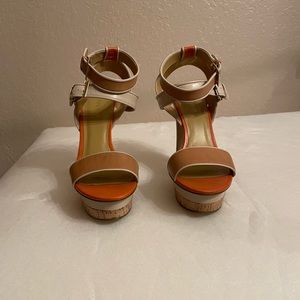 Nine West Tan, Orange, Multicolored Heels